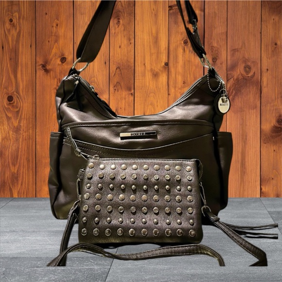 Rosetti Handbags - VintageY2K Rosetti Dark Gray Shoulder Bag and Studded Clutch Set new without tag